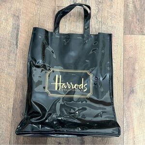 Harrods Knightsbridge black patent large tote bag